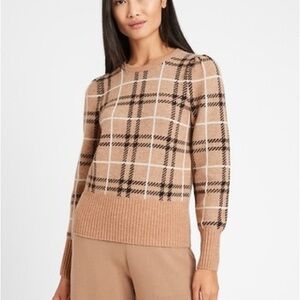 BANANA REPUBLIC Plaid Tan Sweater for Women